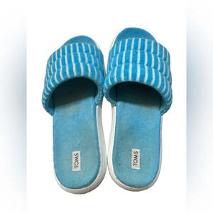 TOMS Mules 'ALPARGATA MALLOW SLIDE' in Light Blue terry cloth